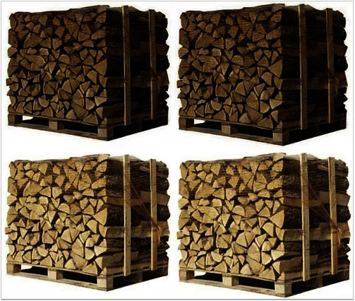 4 x Paletten (2 Weißeiche + 2 Buche/Hainbuche) – 40 cm Stämme